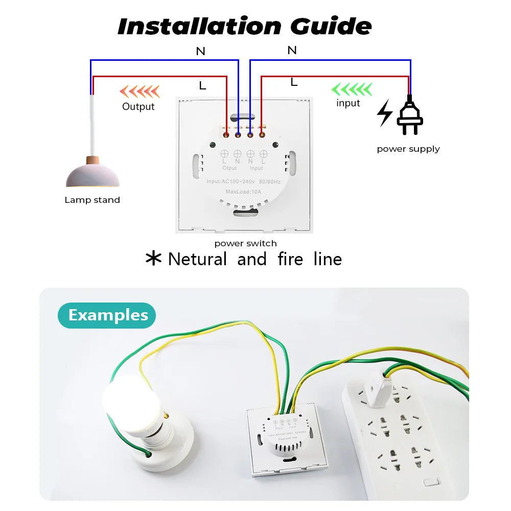 SMATRUL Interruptor de Luz Inteligente de Pared con Sensor Infrarrojo, Sin Necesidad de Tocar, 220V/110V, Panel de Vidrio, EU/UK