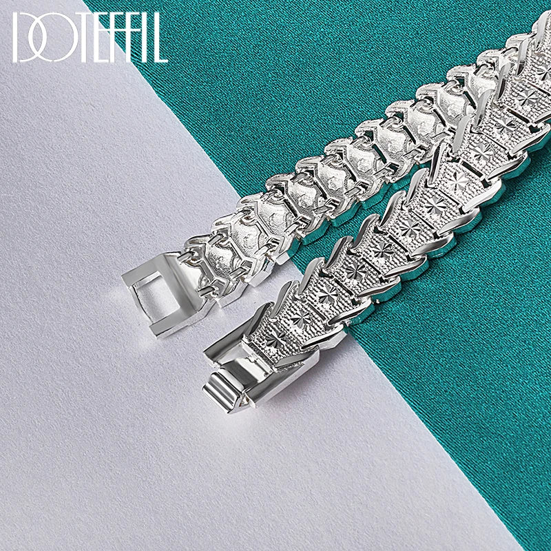 DOTEFFIL - Pulsera Ancha de Plata de Ley 925 Unisex para Boda y Fiesta