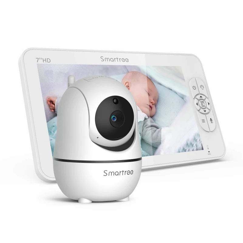 Monitor para Bebé SM70 de 7" 1080P HD con Pantalla Dividida, Sin WiFi, Cámara de Bebé, A Prueba de Hackeos, Zoom/Pan/Tilt Remoto, Batería de 4000mAh