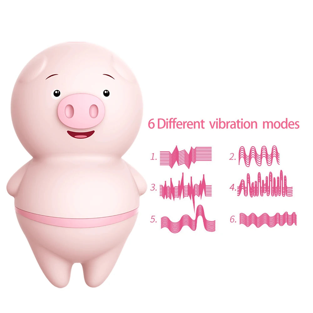 Succionador de Clítoris y Vibrador Lindo Cerdo Rosa, 6 Modos de Lametones Anales y Masaje, Juguete Erótico para Mujeres, USB Recargable