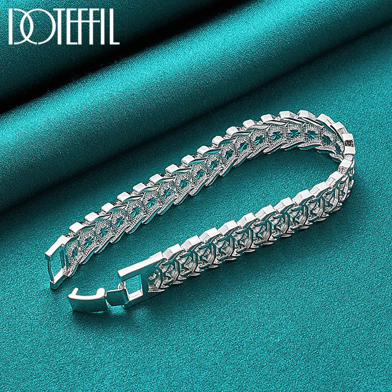 DOTEFFIL - Pulsera Ancha de Plata de Ley 925 Unisex para Boda y Fiesta