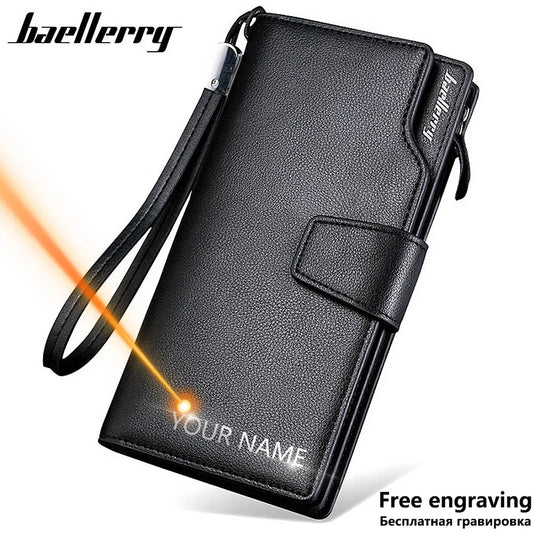 Cartera Larga para Hombre Baellerry - Estilo Clásico con Gran Capacidad, Monedero, Porta Tarjetas y Cremallera de Alta Calidad en Cuero PU