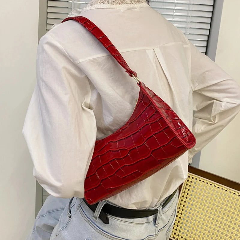 Bolsos de Piel Sintética para Mujer: Bolso de Hombro con Patrón de Cocodrilo, Elegante y Versátil