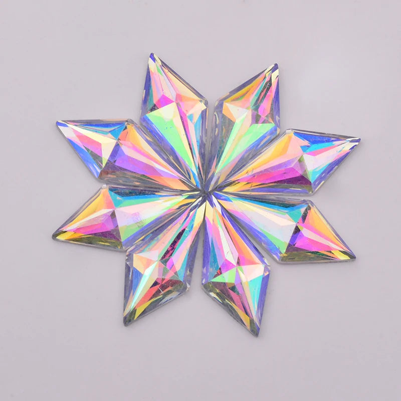 Piedras de diamantes de imitación de resina, no cosidas, 10x22mm, 40 unidades, cristales AB rombo, para manualidades y decoración de vestidos