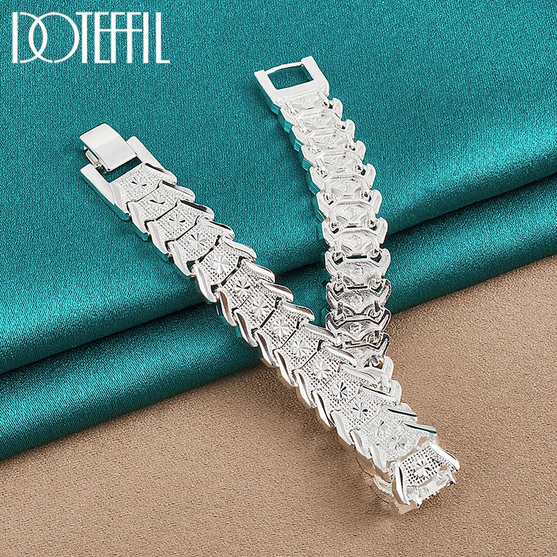 DOTEFFIL - Pulsera Ancha de Plata de Ley 925 Unisex para Boda y Fiesta