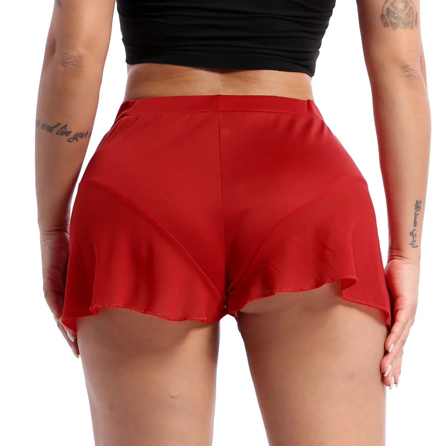 Shorts de Baile para Mujer con Volantes, Cintura Media, Práctica de Ballet, Pole Dance y Traje Sexy para Noche de Discoteca