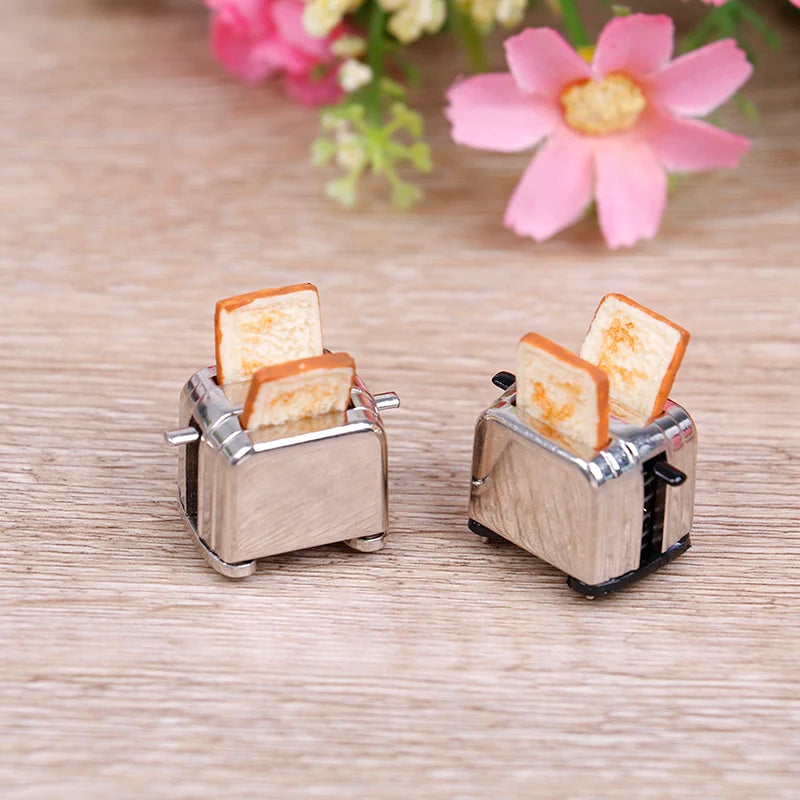 Mini Máquina de Pan con Tostadora para Casa de Muñecas en Escala 1/12 - Accesorios de Decoración Miniatura