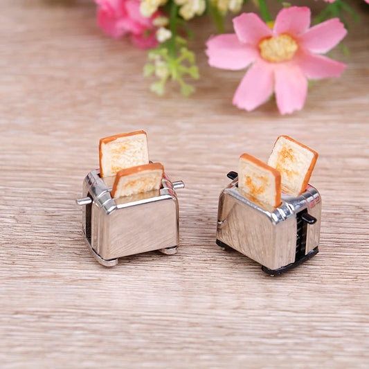 Mini Máquina de Pan con Tostadora para Casa de Muñecas en Escala 1/12 - Accesorios de Decoración Miniatura