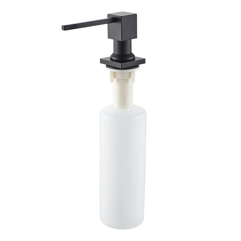 Dispensador de Jabón Líquido de Acero Inoxidable Negro para Fregadero de Cocina | Dispensador de Jabón de Mano con Botella de Plástico ABS