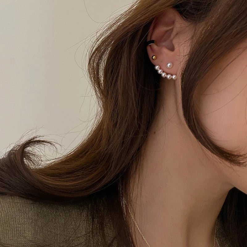 Nuevos pendientes de perlas de imitación para mujer, aretes geométricos de cristal de circón, estrellas, pendientes para niñas, joyería para Banquete de fiesta de cumpleaños