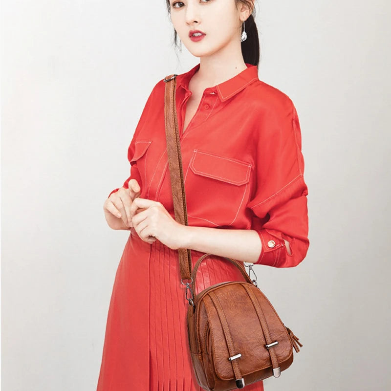 Bolso de hombro pequeño de cuero PU suave multifuncional para mujer, bolso cruzado de moda vintage, bolso de mano para teléfono celular