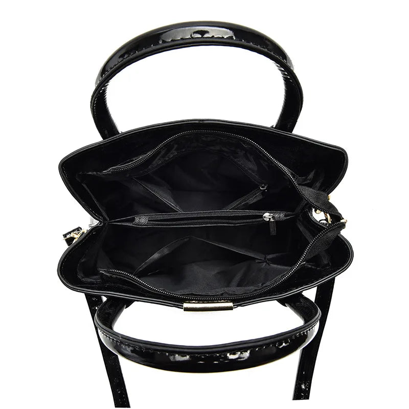 Bolso de Hombro y Crossbody para Mujeres de Cuero PU y Charol - Bolso de Diseñador de Lujo, Gran Capacidad, Tote de Compras de Moda