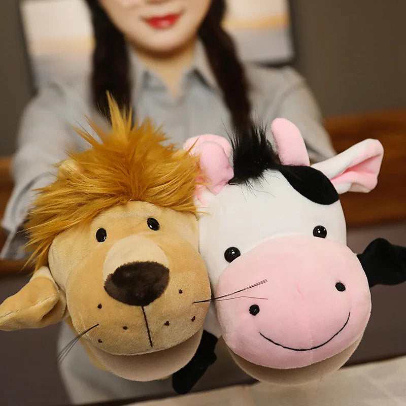 Peluche de Animales Kawaii | Muñecos de Peluche Educativos y Marionetas de Mano para Niños - León, Elefante, Conejo, Mono y Más