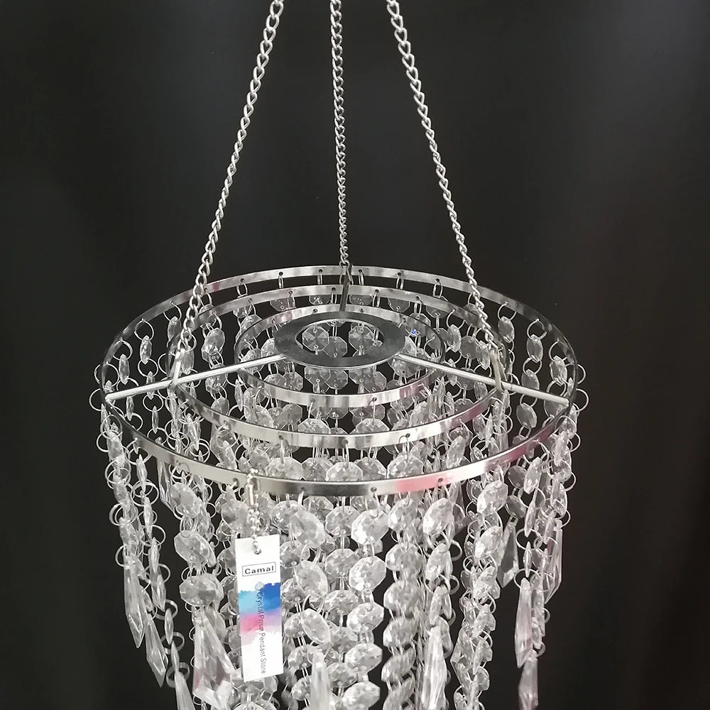 Colgador de Cadena de Cuentas Acrílicas, Marco de Centro de Mesa Cromado, Colgante de Espada, para Fiesta de Boda, 70CM, 22CM, 1 ud.