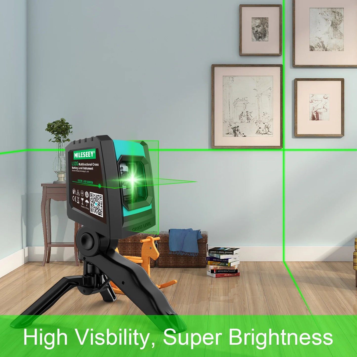 MiLESEEY Nivel Láser 2 Líneas Rojo/Verde, 3D Autonivelante con Trípode y Batería Recargable