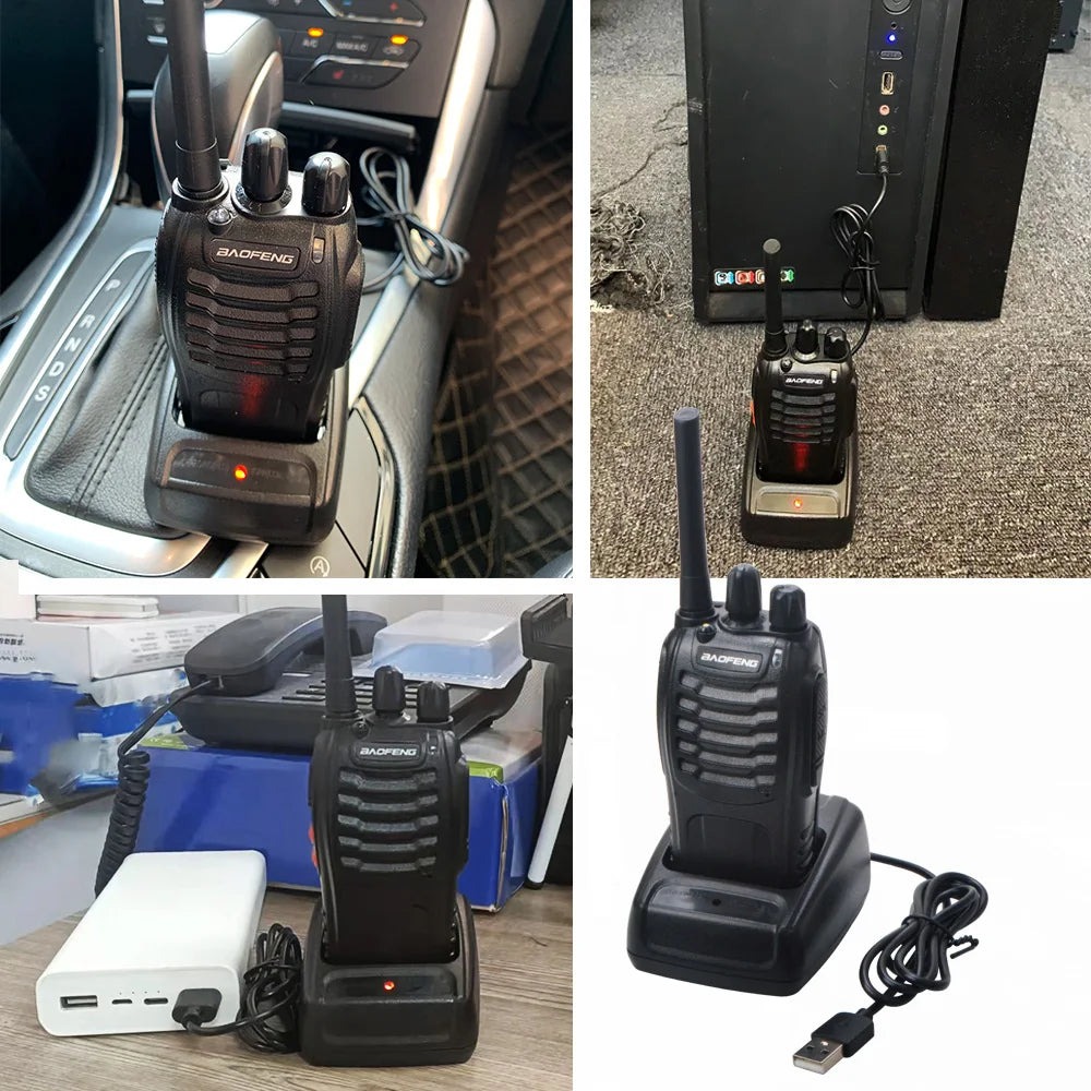 Baofeng Walkie Talkie BF-88E PMR 16 Canales 0.5W UHF 446MHz con Cargador USB y Auriculares | Paquete de 2 Radios