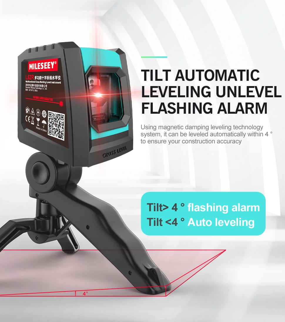 MiLESEEY Nivel Láser 2 Líneas Rojo/Verde, 3D Autonivelante con Trípode y Batería Recargable