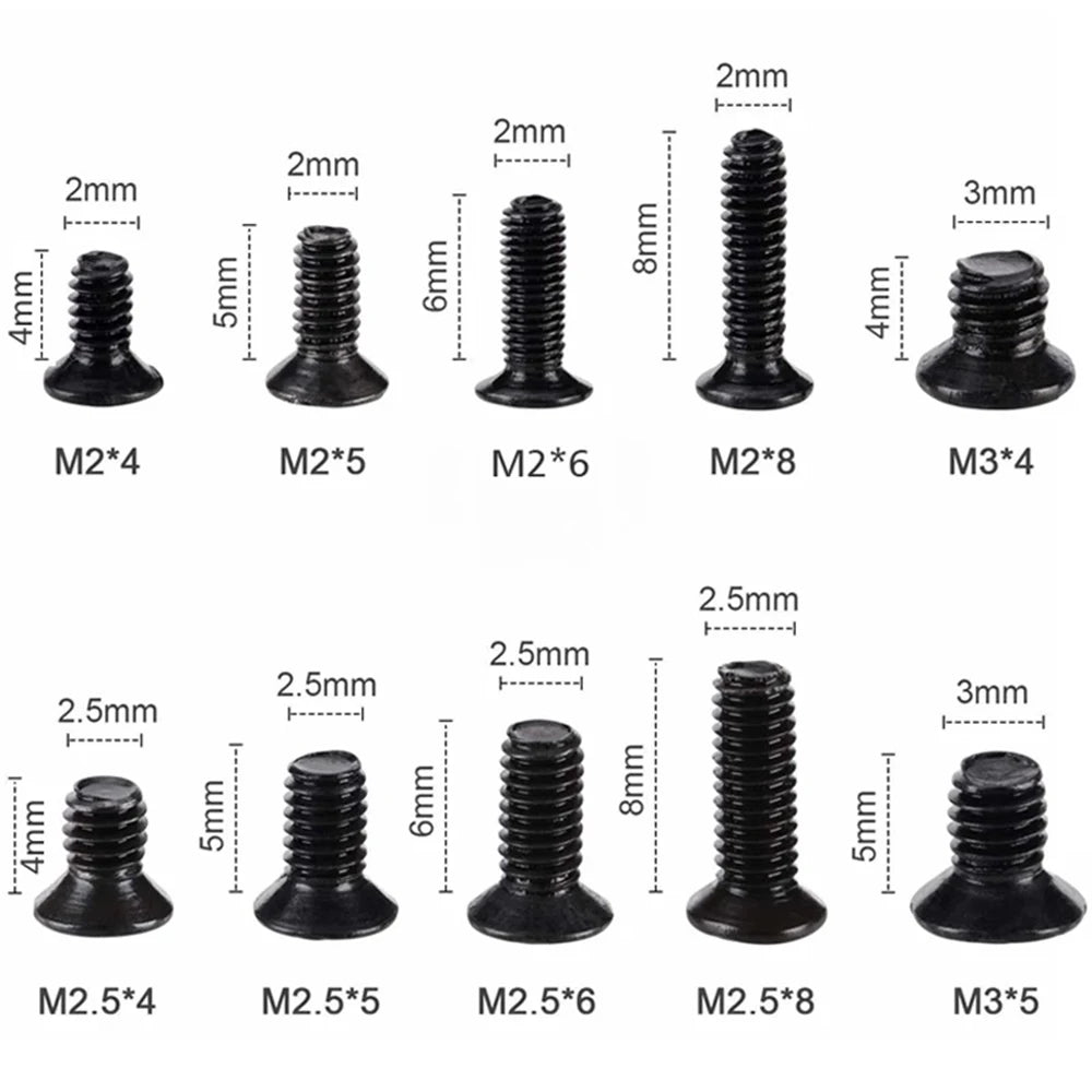 Set de Tornillos KM2 M2 M2.5 M3 para Laptop - 500 Piezas con Cabeza Phillips para Reparación de Electrónica