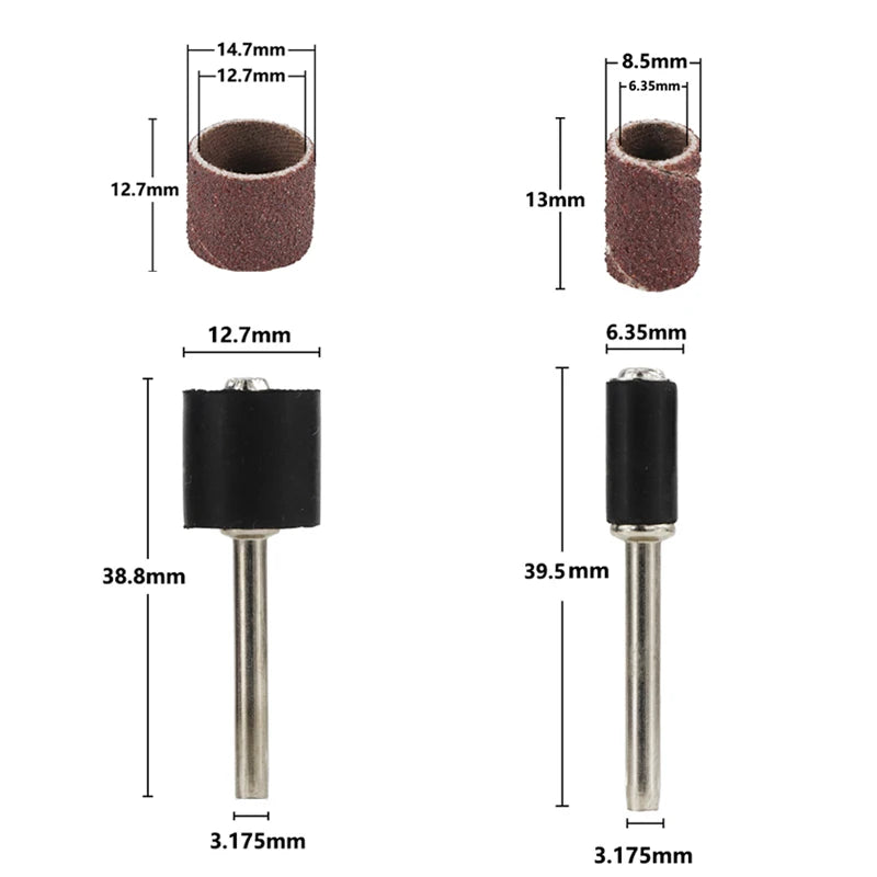 Set de Tambores de Lijado XCAN #80#100#120 con Mandril de Lijado de 6.35mm y 12.7mm para Herramientas Rotativas Dremel - Bandas Abrasivas