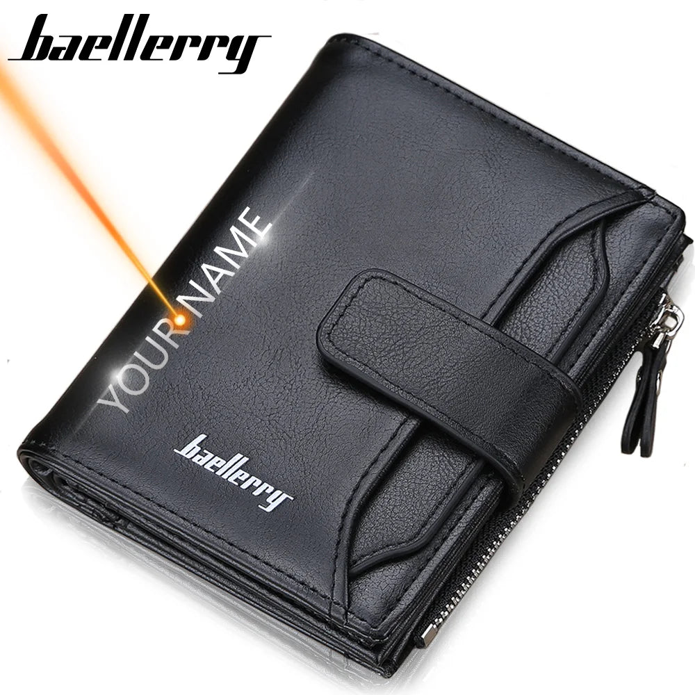 Cartera Baellerry para Hombre 2024 - Diseño Corto con Cremallera, Porta Tarjetas, Monedero en Cuero PU de Alta Calidad