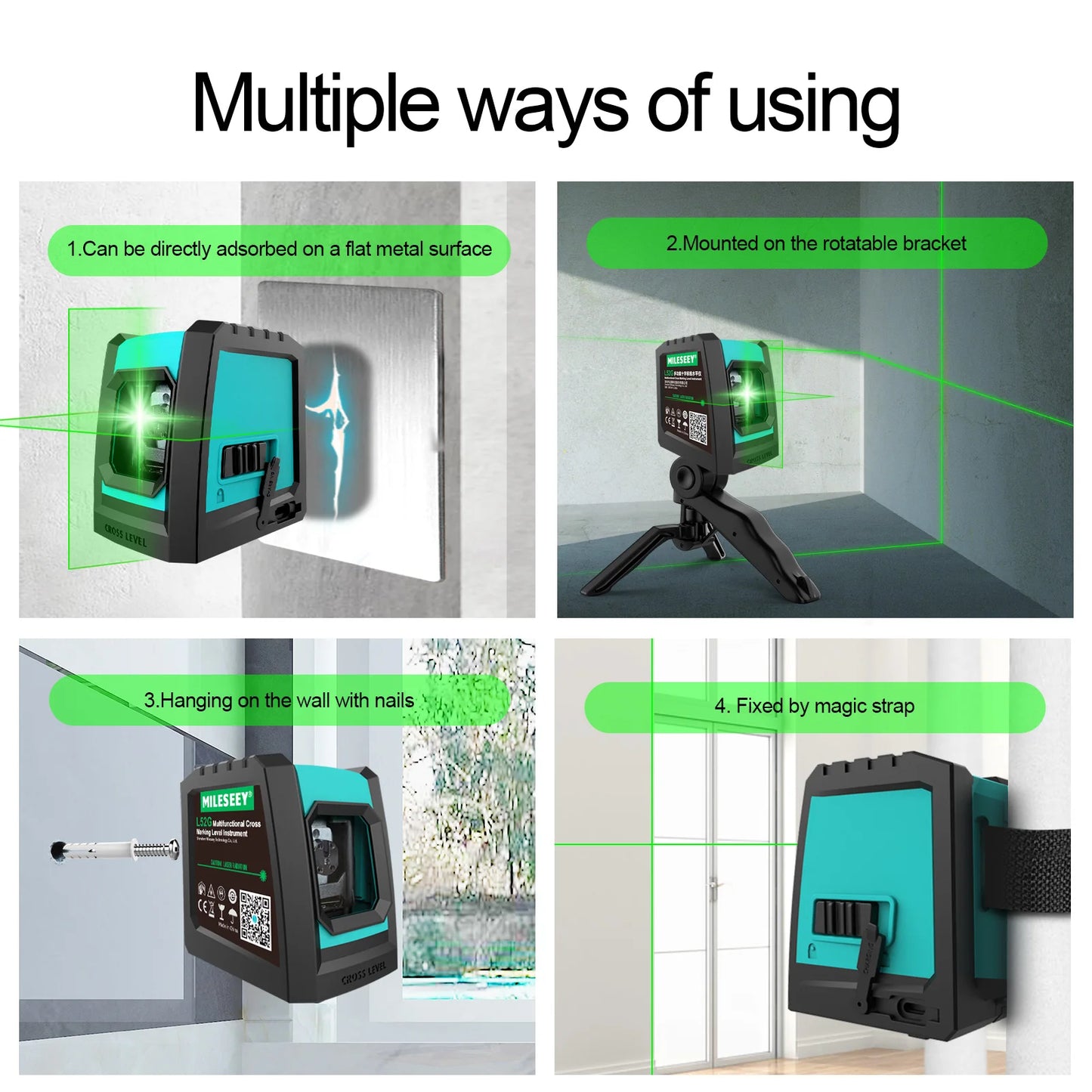 MiLESEEY Nivel Láser 2 Líneas Rojo/Verde, 3D Autonivelante con Trípode y Batería Recargable
