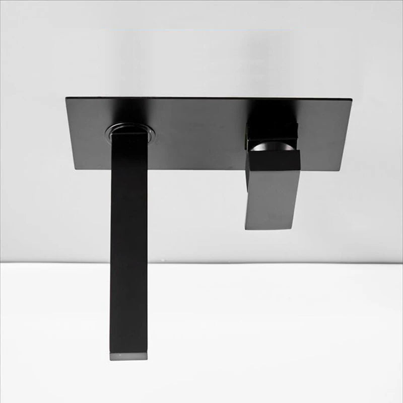 Grifo de Baño de Lujo BAKALA | Grifo de Lavabo Matte Black | Mezclador de Cobre Cuadrado Montado en Pared LT-320BR