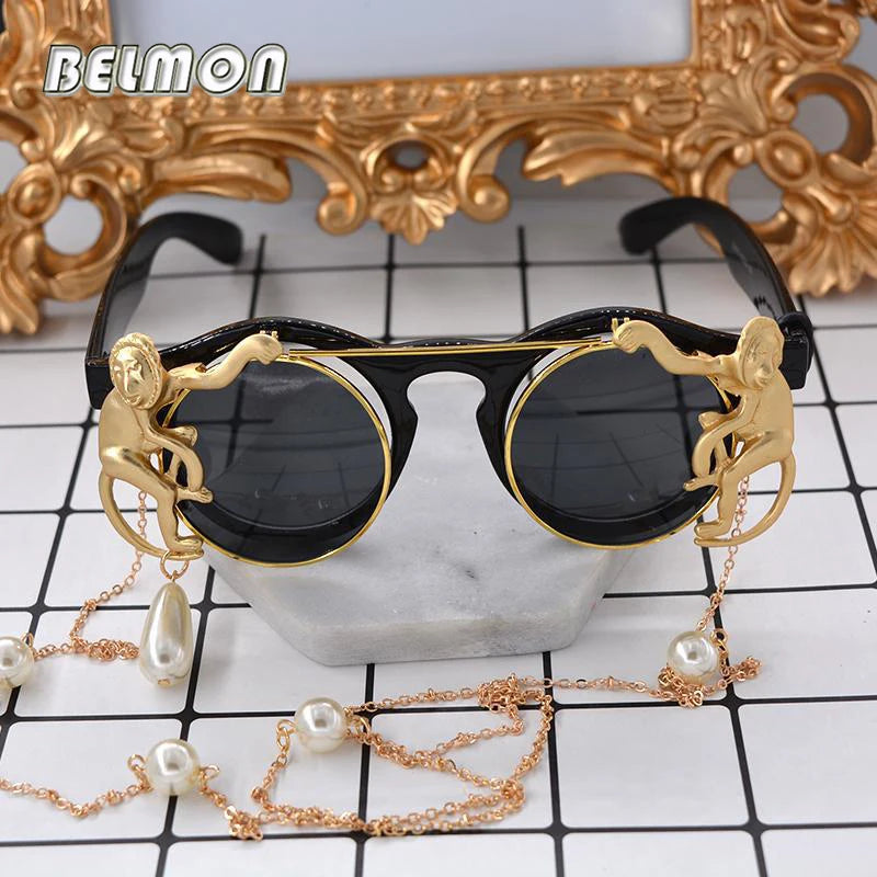 Gafas de Sol Barrocas Steampunk para Mujer - Lentes Redondas UV400, Estilo Vintage RS663