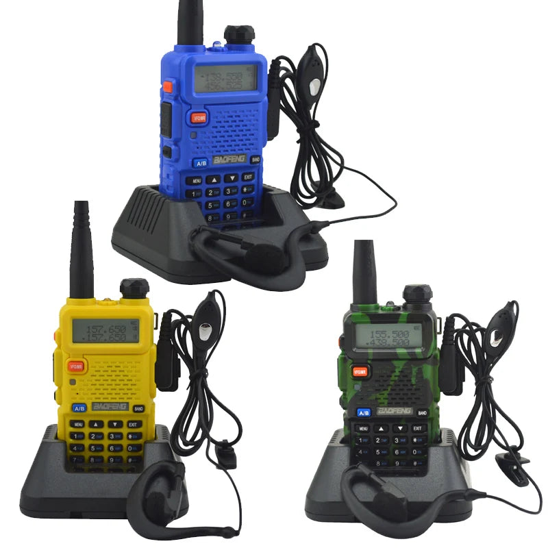 Baofeng Walkie Talkie UV-5R Dual Band Radio de Dos Vías VHF/UHF 136-174MHz & 400-520MHz con Auricular | Transceptor FM Portátil
