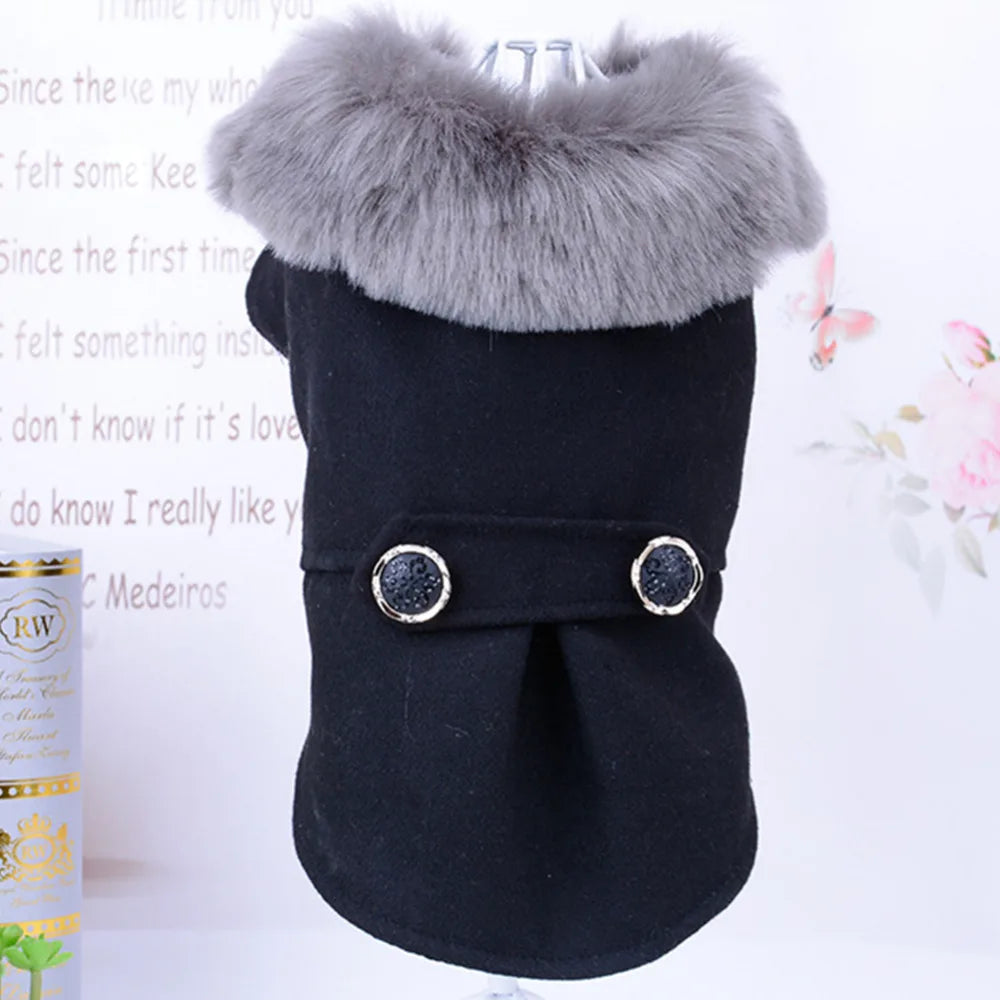 Ropa de invierno para perro, chaqueta con cuello de piel para gato, suéter acolchado cálido para cachorro, perros pequeños y medianos