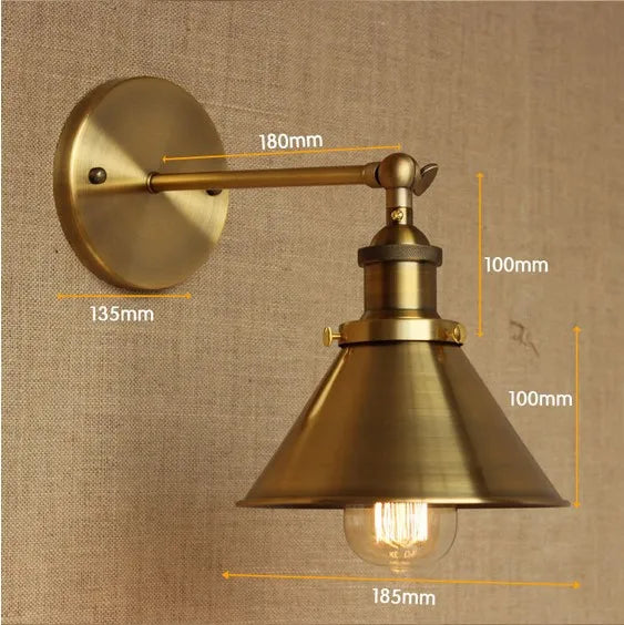 Aplique de Pared Vintage de Hierro Forjado y Latón - Lámpara de Estilo Industrial para Cafés y Salones
