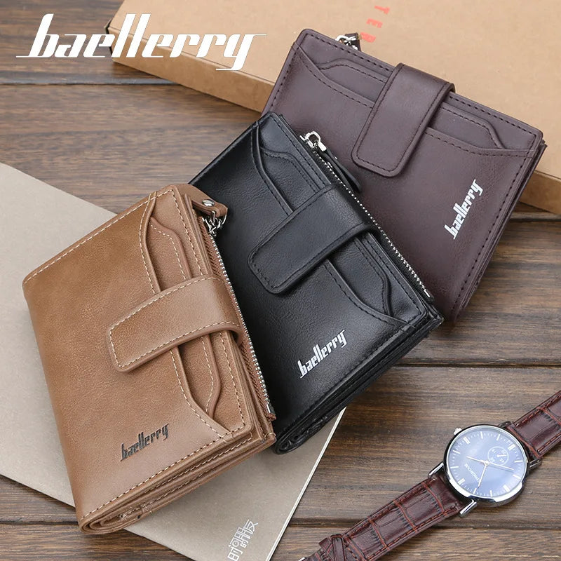 Cartera Baellerry para Hombre 2024 - Diseño Corto con Cremallera, Porta Tarjetas, Monedero en Cuero PU de Alta Calidad