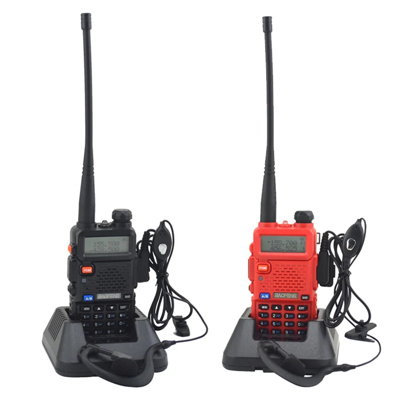 Baofeng Walkie Talkie UV-5R Dual Band Radio de Dos Vías VHF/UHF 136-174MHz & 400-520MHz con Auricular | Transceptor FM Portátil