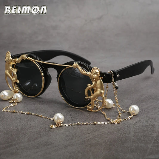 Gafas de Sol Barrocas Steampunk para Mujer - Lentes Redondas UV400, Estilo Vintage RS663