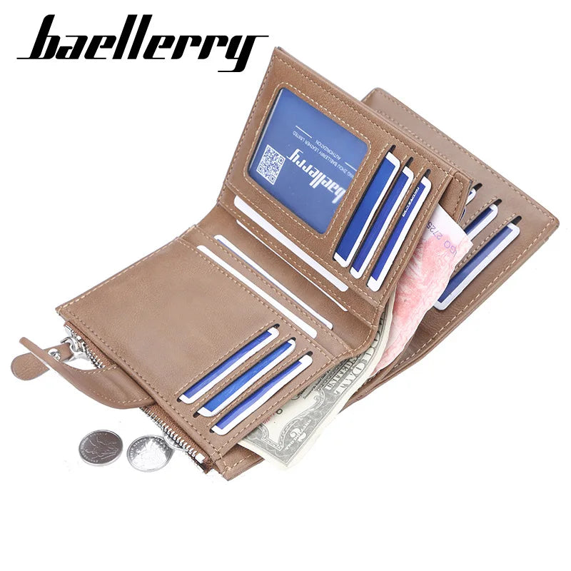 Cartera Baellerry para Hombre 2024 - Diseño Corto con Cremallera, Porta Tarjetas, Monedero en Cuero PU de Alta Calidad