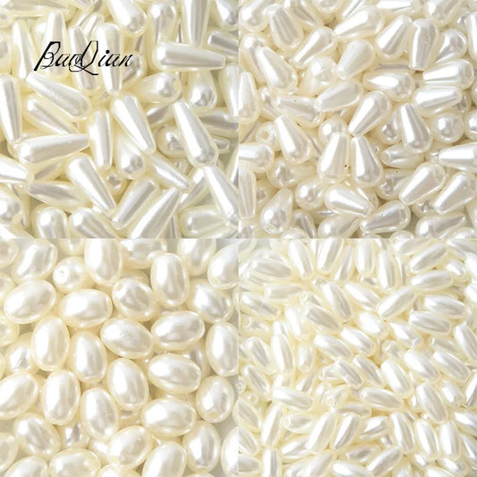 Cuentas de Perlas Imitación en Forma de Gota de Agua, Baratas y Mixtas para Joyería DIY, 1mm de Diámetro