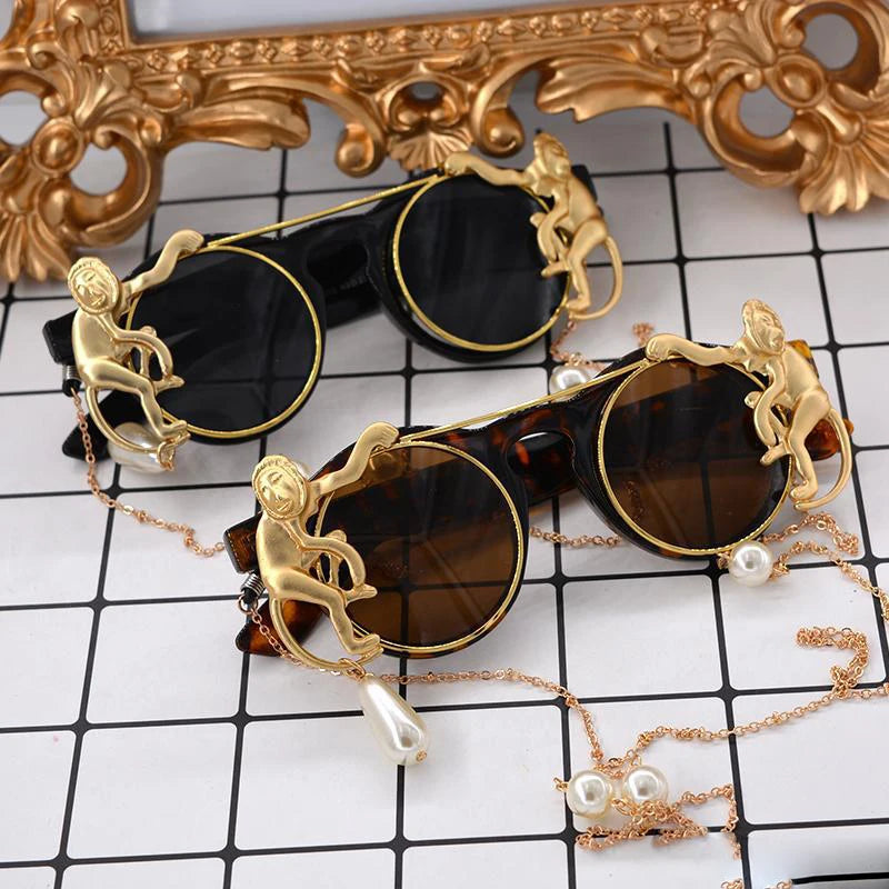 Gafas de Sol Barrocas Steampunk para Mujer - Lentes Redondas UV400, Estilo Vintage RS663