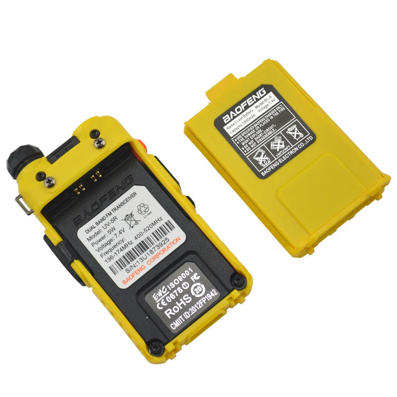 Baofeng Walkie Talkie UV-5R Dual Band Radio de Dos Vías VHF/UHF 136-174MHz & 400-520MHz con Auricular | Transceptor FM Portátil