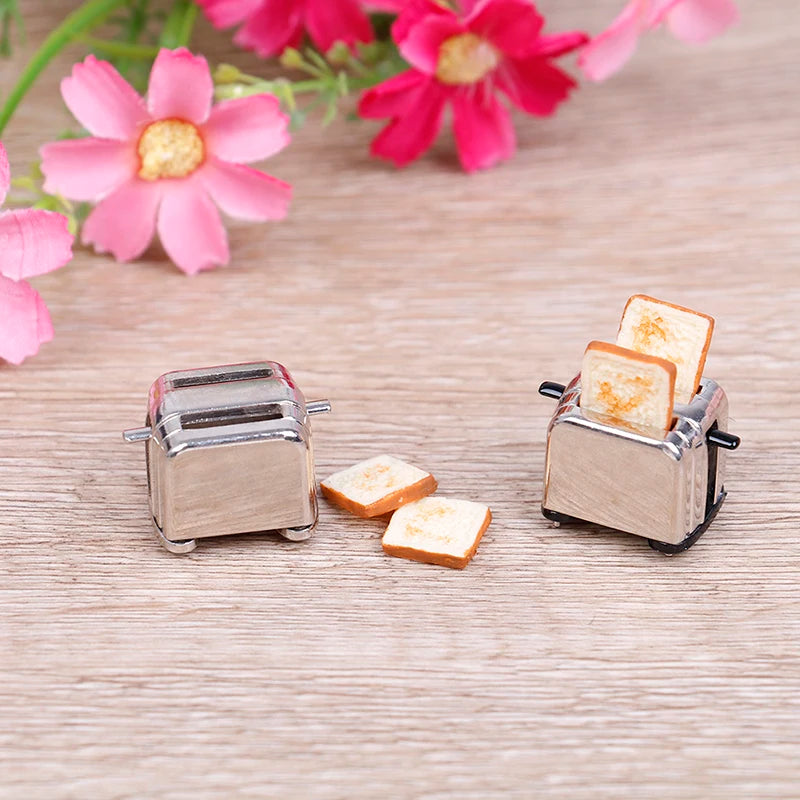 Mini Máquina de Pan con Tostadora para Casa de Muñecas en Escala 1/12 - Accesorios de Decoración Miniatura