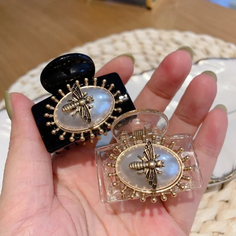 Horquillas Retro de Color Bronce Antiguo, abalorios de abeja, pinzas para el pelo, pinzas para el pelo, horquillas de perlas de lujo, accesorios para la cabeza, regalos Tamaño: 3,3*3cm