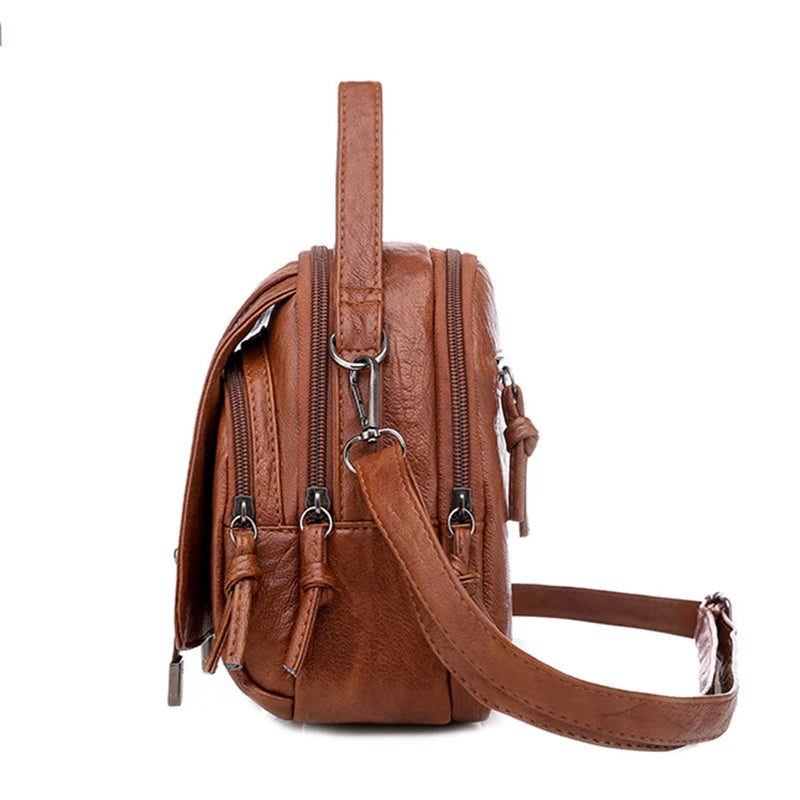 Bolso de hombro pequeño de cuero PU suave multifuncional para mujer, bolso cruzado de moda vintage, bolso de mano para teléfono celular