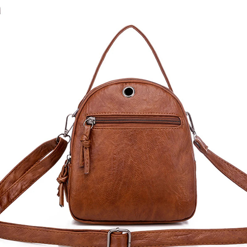 Bolso de hombro pequeño de cuero PU suave multifuncional para mujer, bolso cruzado de moda vintage, bolso de mano para teléfono celular