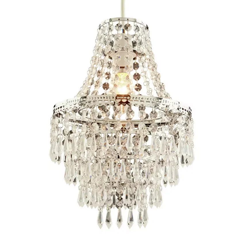 Lámpara Colgante con Cuentas de 5 Niveles, Candelabro Pequeño de 31,5 cm de Alto, Fácil Ajuste (Sin Kit de Cable de Luz)