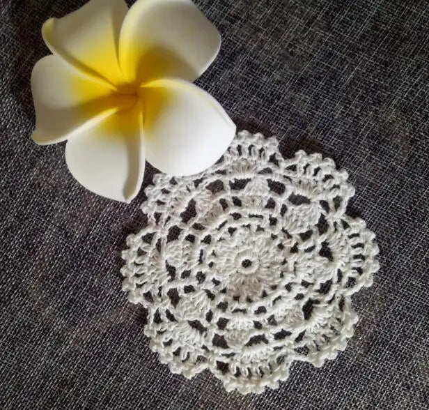 Mantelito de Encaje Moderno de Algodón Redondo para Mesa, Posavasos de Té y Café, Cojín Hecho a Mano para Cocina