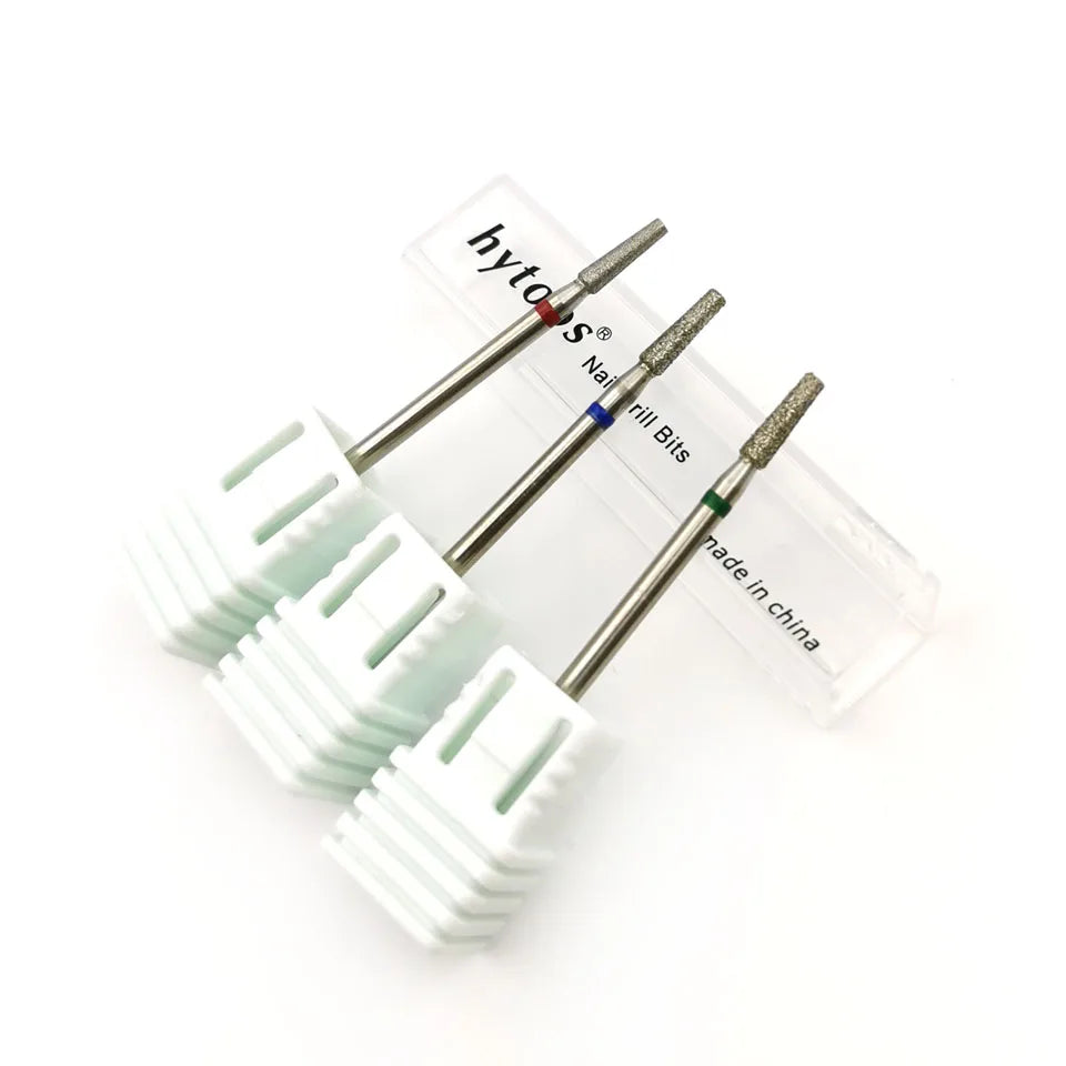Juego de 25 Brocas de Diamante para Torno de Uñas HYTOOS 3/32" - Fresas Rotativas para Cutículas de Manicura, Accesorios de Torno para Uñas, Herramientas de Arte para Uñas