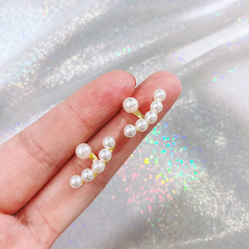 Nuevos pendientes de perlas de imitación para mujer, aretes geométricos de cristal de circón, estrellas, pendientes para niñas, joyería para Banquete de fiesta de cumpleaños