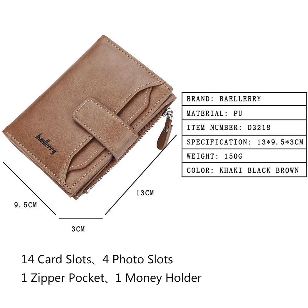 Cartera Baellerry para Hombre 2024 - Diseño Corto con Cremallera, Porta Tarjetas, Monedero en Cuero PU de Alta Calidad