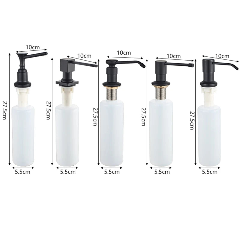 Dispensador de Jabón Líquido Negro Mate Senlesen para Fregadero de Cocina | Botella de Detergente de 250ML con Presión Manual