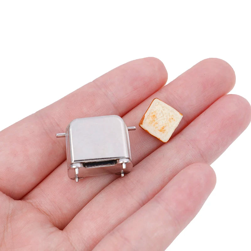 Mini Máquina de Pan con Tostadora para Casa de Muñecas en Escala 1/12 - Accesorios de Decoración Miniatura