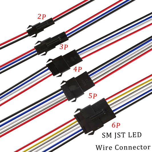 Conectores LED SM JST de 2/3/4/5/6 Pines, Cable Adaptador para Tirar LED, 5 Pares (10 Piezas) Conector Macho y Hembra