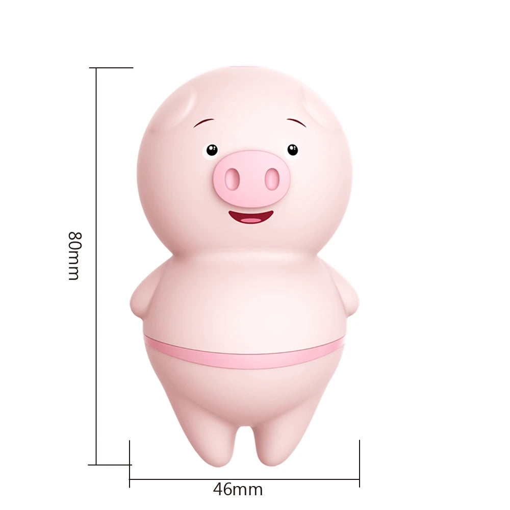 Succionador de Clítoris y Vibrador Lindo Cerdo Rosa, 6 Modos de Lametones Anales y Masaje, Juguete Erótico para Mujeres, USB Recargable